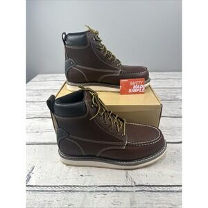 NINGO 6" Men Moc Toe Work Boot Soft Toe Steel Shank Leather Lace Up Safety Shoe